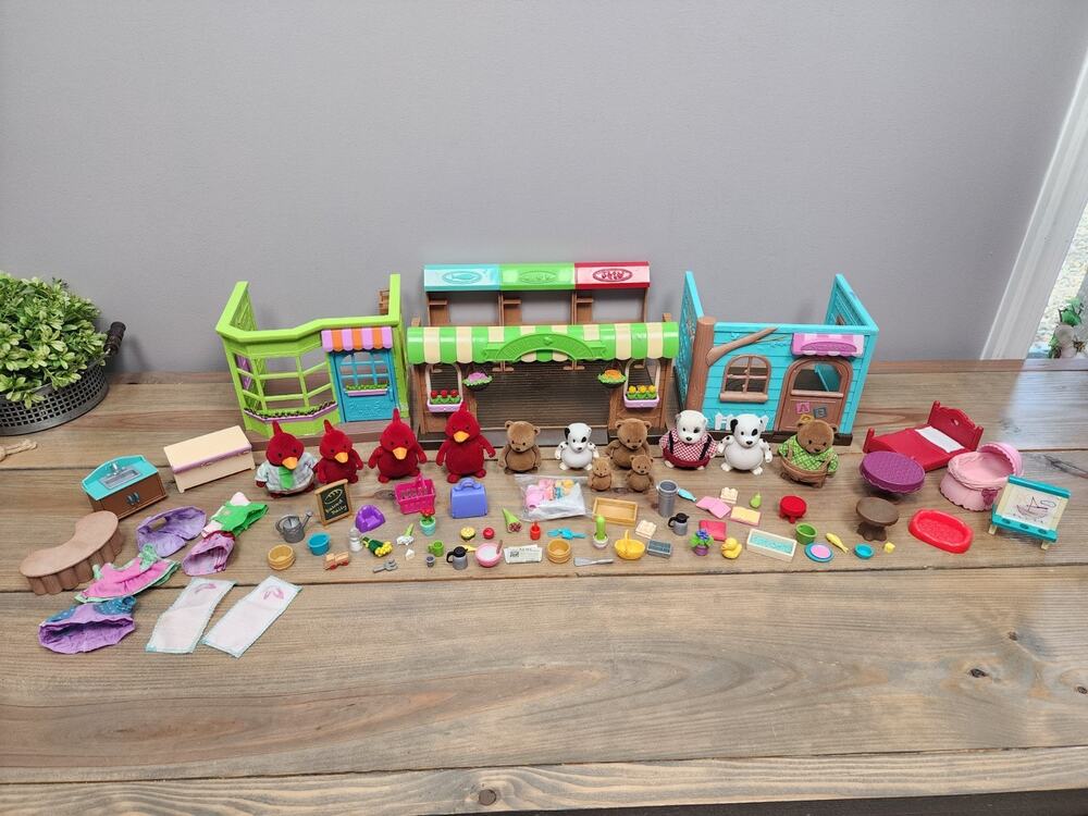Liโl Woodzeez Large Lot Nursery Flower Shop Farmers Market Families Accessories
